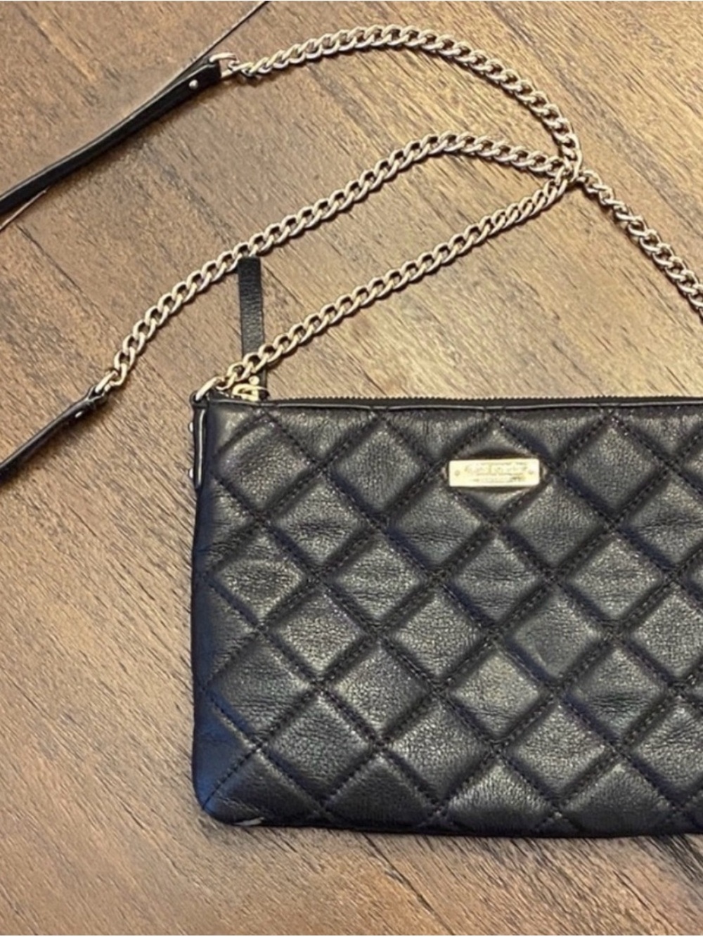 Kate Spade | Quilted black metallic leather crossbody | Good condition